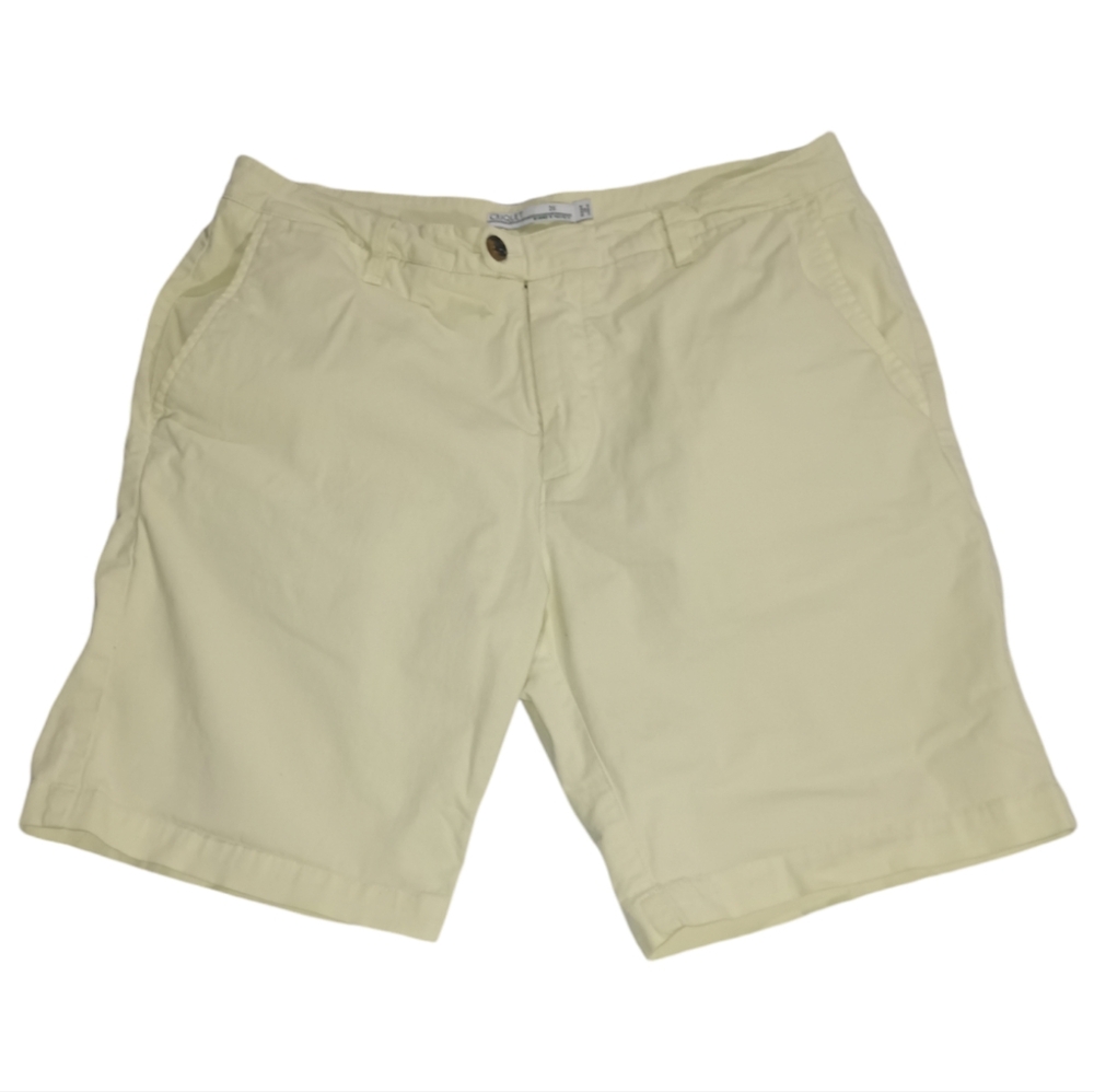 Criquet Men's Light Yellow Chino Golf Shorts Size 36 Cotton India Double Button